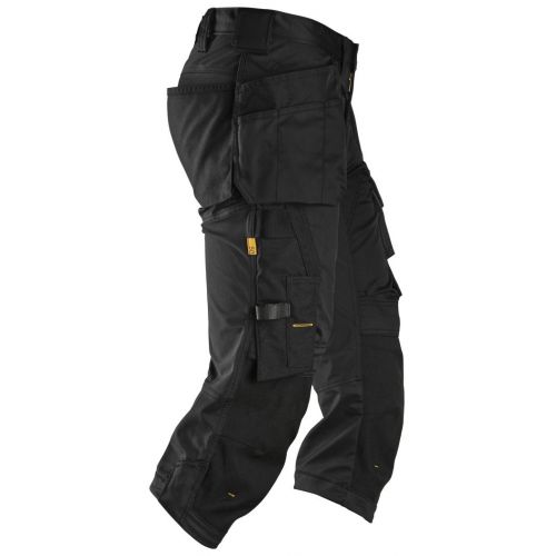 6142 Pantalones pirata de trabajo elásticos bolsillos flotantes AllroundWork Negro