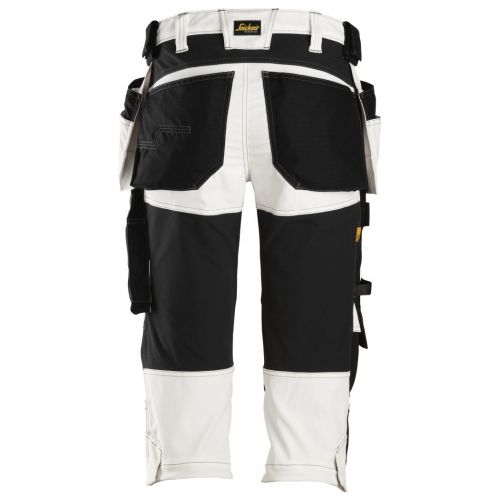 6142 Pantalones pirata de trabajo elásticos bolsillos flotantes AllroundWork Blanco/Negro