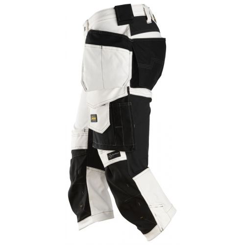 6142 Pantalones pirata de trabajo elásticos bolsillos flotantes AllroundWork Blanco/Negro