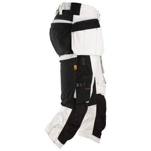 6142 Pantalones pirata de trabajo elásticos bolsillos flotantes AllroundWork Blanco/Negro
