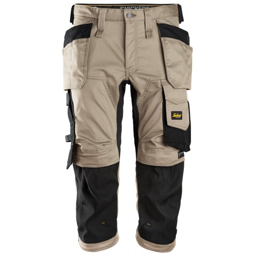 6142 Pantalones pirata de trabajo elasticos con bolsillos flotantes AllroundWork beige-negro talla 62