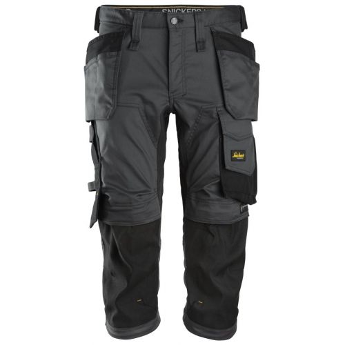 6142 Pantalones pirata de trabajo elásticos bolsillos flotantes AllroundWork Gris Acero/Negro