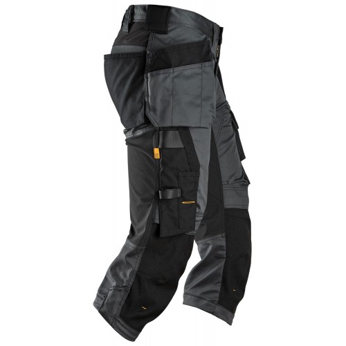 6142 Pantalones pirata de trabajo elásticos bolsillos flotantes AllroundWork Gris Acero/Negro