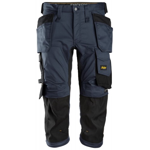 6142 Pantalones pirata de trabajo elasticos con bolsillos flotantes AllroundWork azul marino-negro talla 104