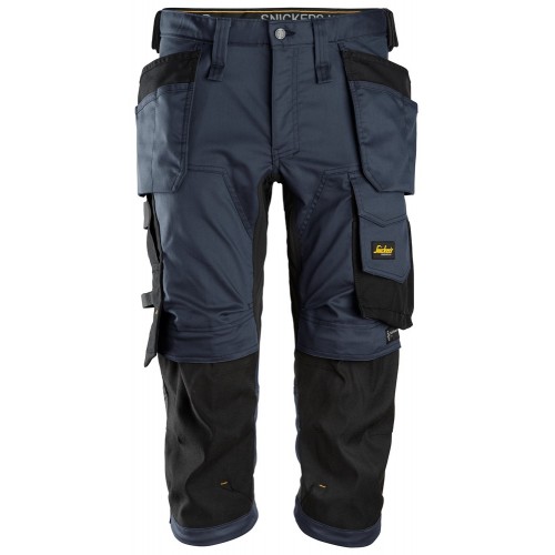 6142 Pantalones pirata de trabajo elasticos con bolsillos flotantes AllroundWork azul marino-negro
