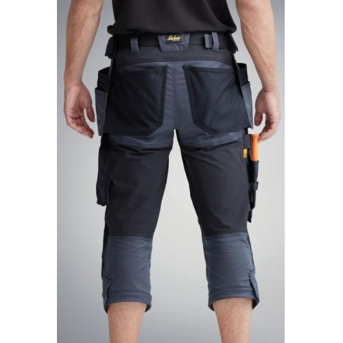 6142 Pantalones pirata de trabajo elásticos bolsillos flotantes AllroundWork Gris Acero/Negro