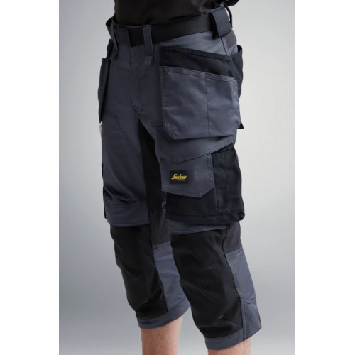 6142 Pantalones pirata de trabajo elásticos bolsillos flotantes AllroundWork Gris Acero/Negro