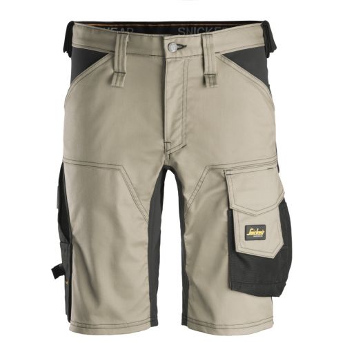 6143 Pantalones cortos de trabajo elásticos Slim Fit AllroundWork beige/ negro