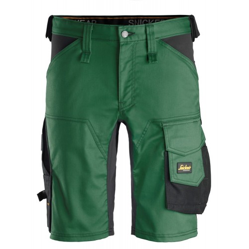6143 Pantalones cortos de trabajo elásticos AllroundWork verde forestal-negro talla 44