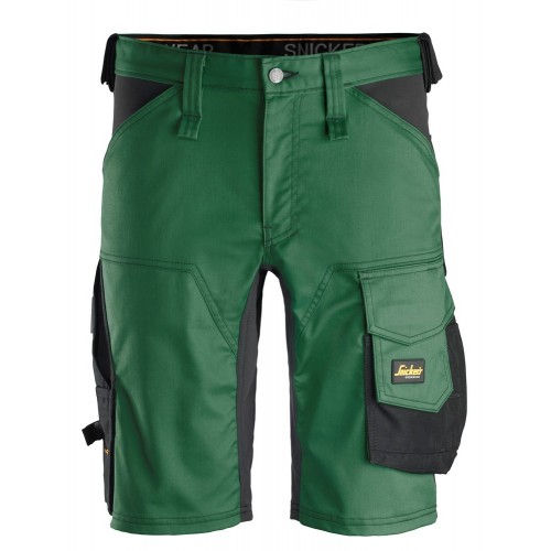 6143 Pantalones cortos de trabajo elásticos AllroundWork verde forestal-negro talla 52