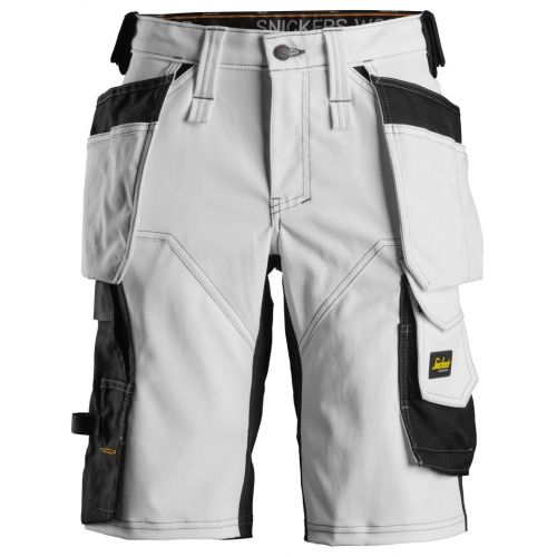 6147 Pantalones cortos de trabajo elásticos para mujer con bolsillos flotantes AllroundWork blanco-negro talla 50
