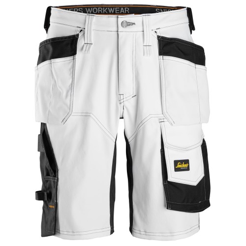 6151 Pantalones cortos de trabajo elásticos de ajuste holgado con bolsillos flotantes AllroundWork blanco-negro talla 46