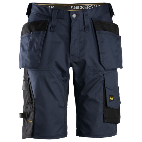 6151 Pantalones cortos de trabajo elásticos de ajuste holgado AllroundWork con bolsillos flotantes azul marino/ negro