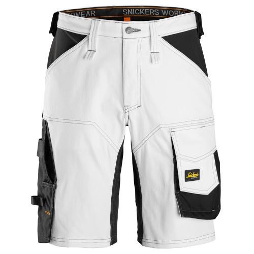 6153 Pantalones cortos de trabajo elásticos de ajuste holgado AllroundWork blanco-negro talla 56