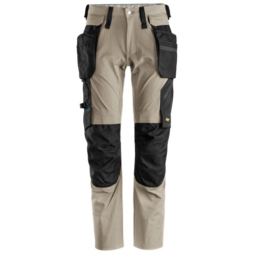 6208 Pantalones largos de trabajo con bolsillos flotantes desmontables LiteWork beige-negro talla 50