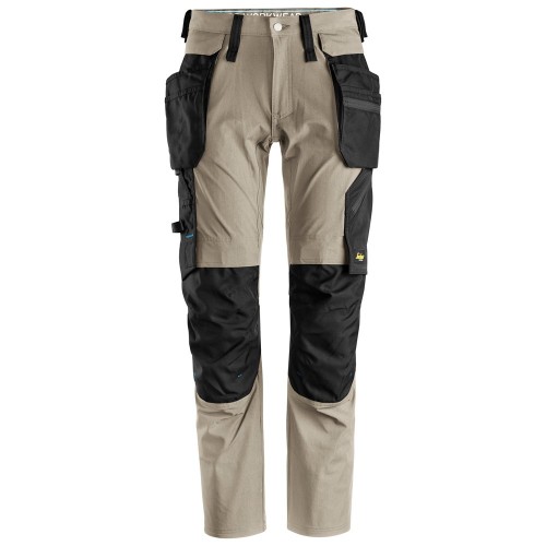 6208 Pantalones largos de trabajo con bolsillos flotantes desmontables LiteWork beige-negro