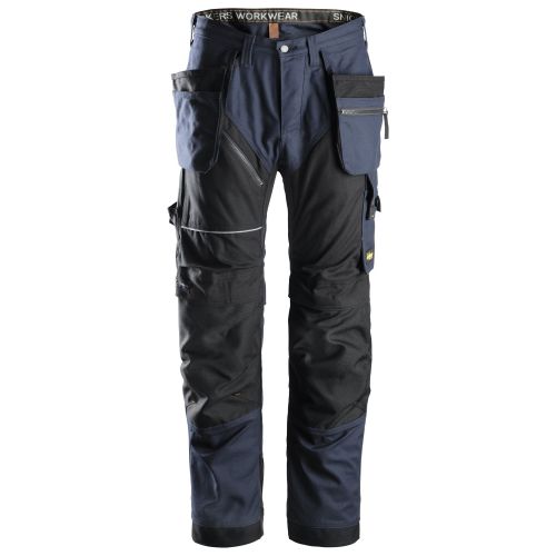 6215 Pantalones largos de trabajo RuffWork algodón con bolsillos flotantes Azul marino / Negro