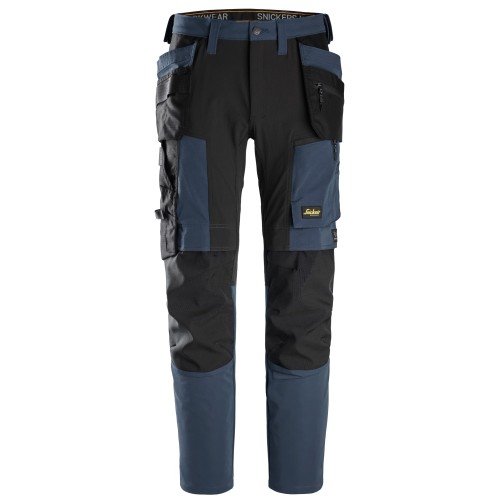 6218 Pantalones largos de trabajo elásticos AllroundWork Stretch con bolsillos flotantes color azul marino / negro