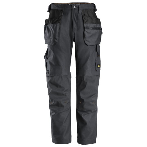 6224 Pantalones largos de trabajo elásticos AllroundWork Canvas+ con bolsillos flotantes color gris acero