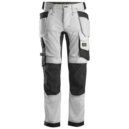 6241 Pantalones largos de trabajo elásticos AllroundWork Slim Fit con bolsillos flotantes color blanco/ negro