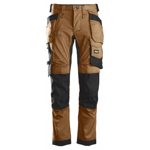 6241 Pantalones largos de trabajo elásticos con bolsillos flotantes AllroundWork marron-negro talla 64