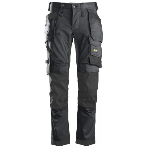 6241 Pantalones largos de trabajo elásticos AllroundWork Slim Fit con bolsillos flotantes color gris acero/ negro