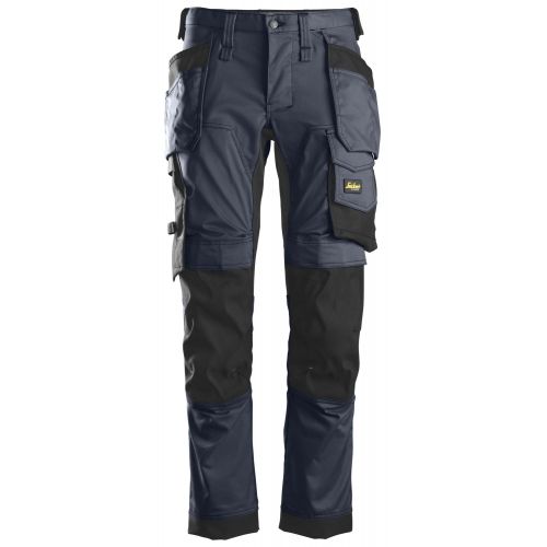 6241 Pantalones largos de trabajo elásticos AllroundWork Slim Fit con bolsillos flotantes color azul marino/ negro