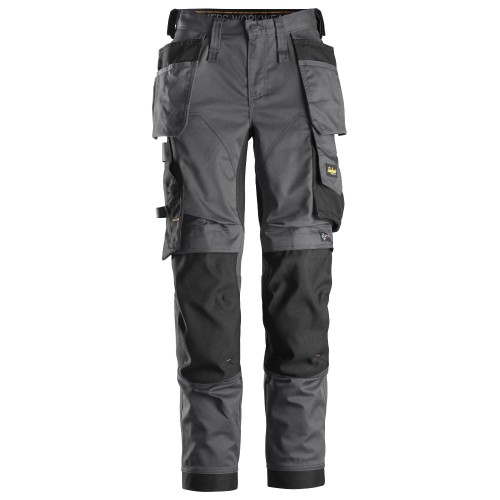 6247 Pantalones largos de trabajo elásticos para mujer con bolsillos flotantes AllroundWork gris acero-negro talla 36