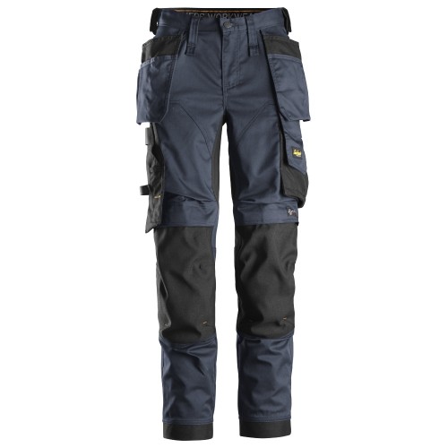 6247 Pantalones largos de trabajo elásticos para mujer con bolsillos flotantes AllroundWork azul marino-negro talla 20