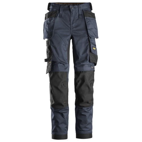 6247 Pantalones largos de trabajo elásticos para mujer con bolsillos flotantes AllroundWork azul marino-negro