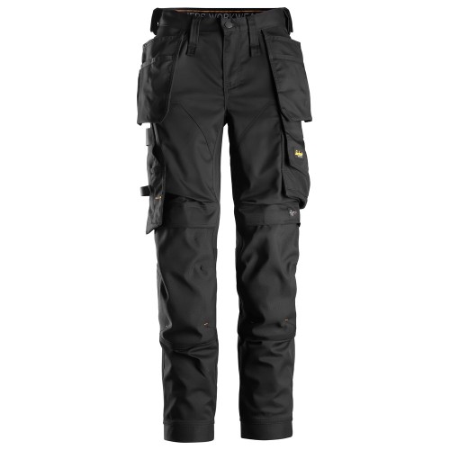 6247 Pantalones largos de trabajo elasticos mujer blosillos flotantes AllroundWork color negro talla 016
