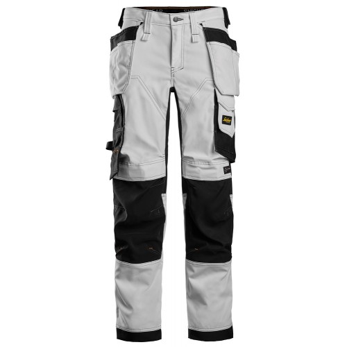 6247 Pantalones largos de trabajo elasticos mujer blosillos flotantes AllroundWork color blanco/ negro talla 016