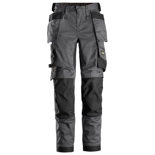6247 Pantalones largos de trabajo elasticos mujer blosillos flotantes AllroundWork color gris acero/ negro talla 016