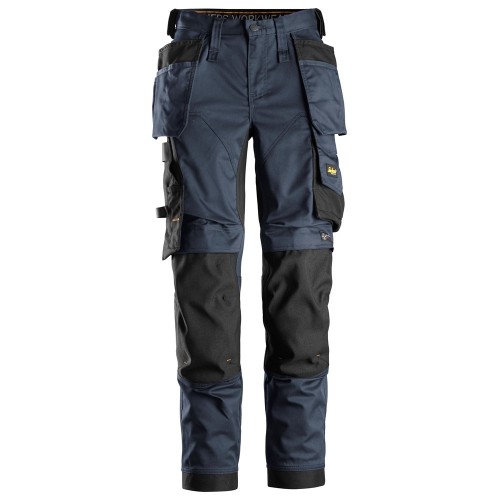 6247 Pantalones largos de trabajo elasticos mujer blosillos flotantes AllroundWork color azul marino/ negro talla 016