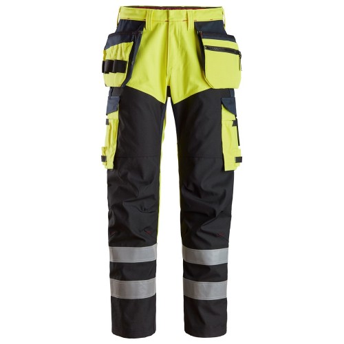 6265 Pantalones largos de trabajo de alta visibilidad clase 1 con bolsillos flotantes y espinilla reforzada ProtecWork amarillo-azul marino talla 46
