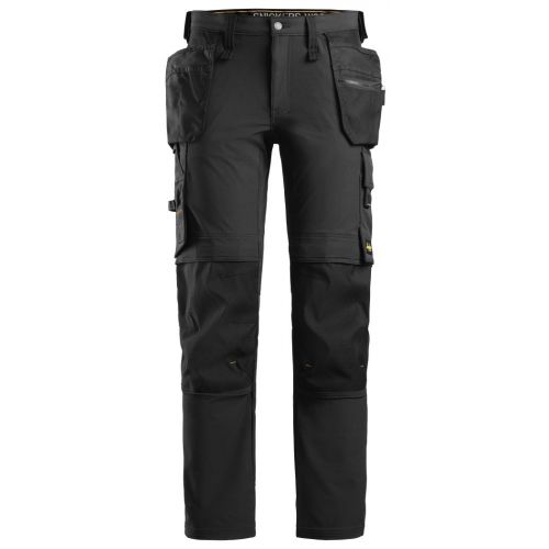 6271 Pantalones largos de trabajo elásticos AllroundWork con bolsillos flotantes color negro