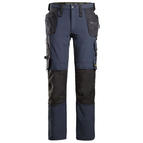 6271 Pantalones largos de trabajo elásticos AllroundWork con bolsillos flotantes color azul marino/ negro