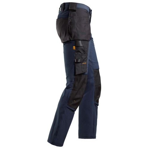 6271 Pantalones largos de trabajo elásticos AllroundWork con bolsillos flotantes color azul marino/ negro