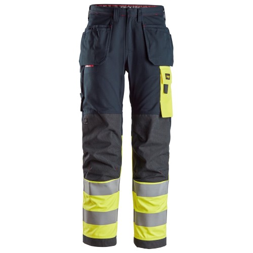 6276 Pantalones largos de trabajo de alta visibilidad clase 1 con bolsillos flotantes ProtecWork azul marino-amarillo talla 116