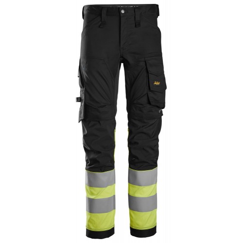 6334 Pantalones largos de trabajo elásticos de alta visibilidad clase 1 negro-amarillo talla 258