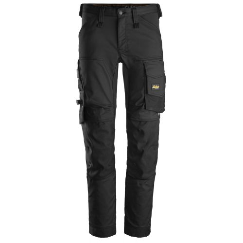 6341 Pantalones largos de trabajo elásticos AllroundWork Slim Fit color negro