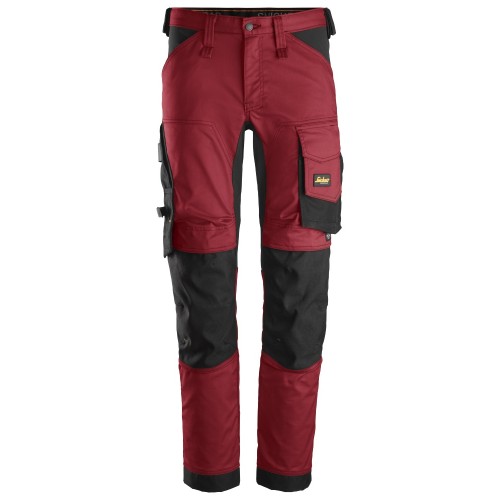 6341 Pantalones largos de trabajo elásticos AllroundWork rojo-negro talla 200