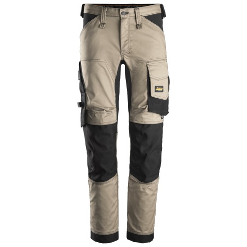 6341 Pantalones largos de trabajo elásticos AllroundWork Slim Fit color beige/ negro