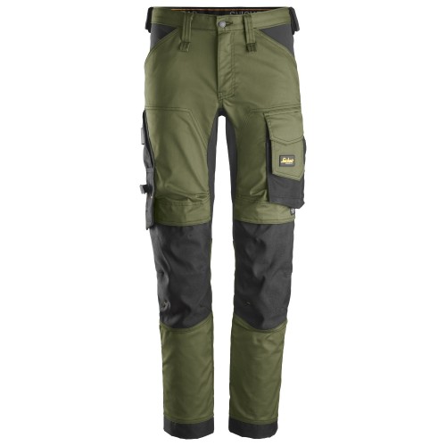 6341 Pantalones largos de trabajo elásticos AllroundWork verde khaki-negro talla 252