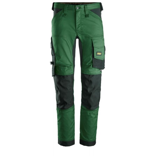 6341 Pantalones largos de trabajo elásticos AllroundWork verde forestal-negro talla 58