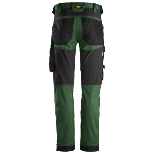 6341 Pantalones largos de trabajo elásticos AllroundWork Slim Fit color verde forestal/ negro