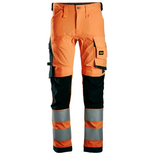 6343 Pantalones largos de trabajo elásticos de alta visibilidad clase 2 naranja-negro talla 156