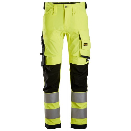 6343 Pantalones largos de trabajo elásticos de alta visibilidad clase 2 amarillo-negro talla 56