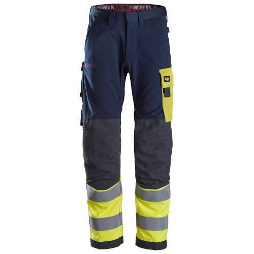 6376 Pantalones largos de trabajo de alta visibilidad clase 1 ProtecWork azul marino-amarillo talla 124