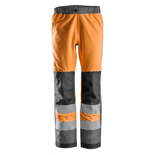 6530 Pantalones largos de trabajo impermeables Waterproof Shell de alta visibilidad clase 2 AllroundWork naranja-gris acero talla L